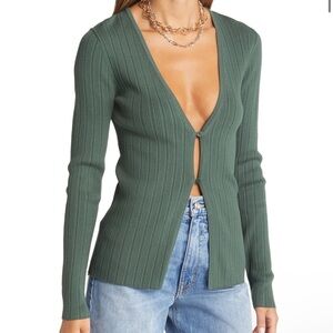 Open Edit Two Button Ribbed Cardigan Trendy Sage Green Sweater Large Nordstrom
